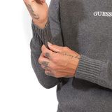 Girocollo ricamo logo grigio