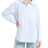 Camicia oversize con taschino celeste