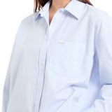 Camicia oversize con taschino celeste