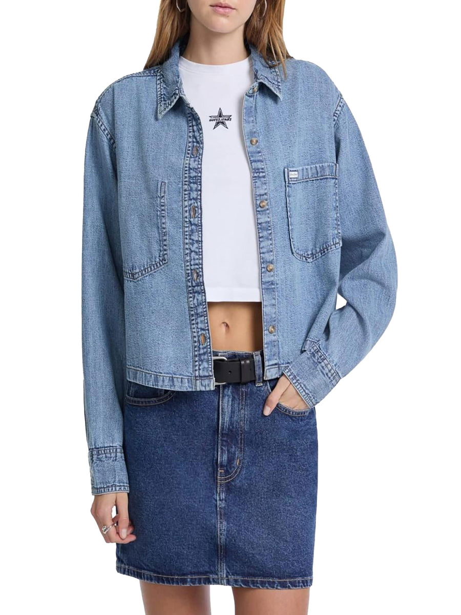 Camicia Guess jeans manica lunga gj cropped denim chiaro