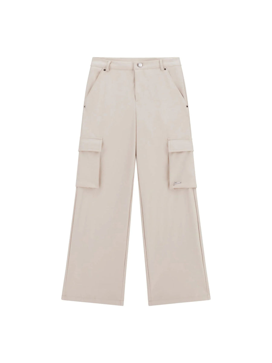 Pantalone chino cargo Guess ragazza in ecopelle beige