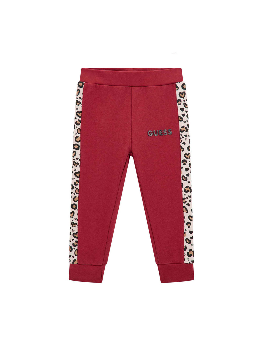 Pantalone felpa Guess bambina banda animalier rosso