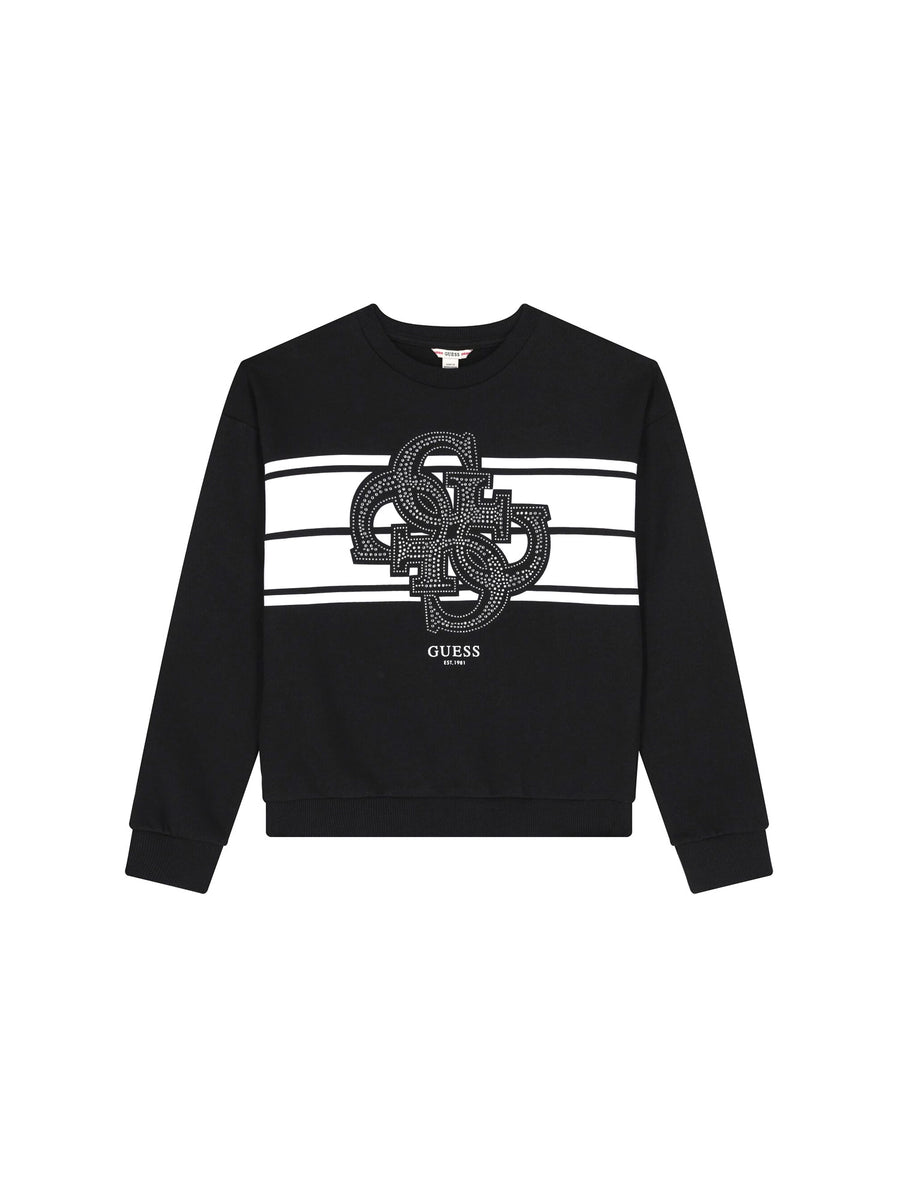 Felpa Guess bambina maniche lunghe active con logo nero