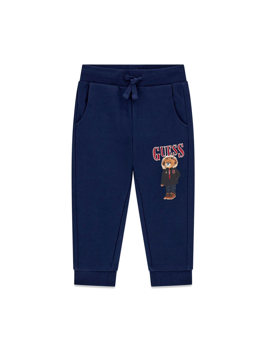 Pantalone jogger Guess bambino bear french terry blu