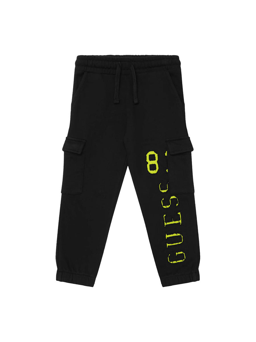 Pantalone jogger cargo Guess bambino nero