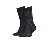 Set 2 paia di calze Tommy Hilfiger tinta unita & righe nero