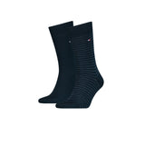 Set 2 paia di calze Tommy Hilfiger tinta unita & righe blu