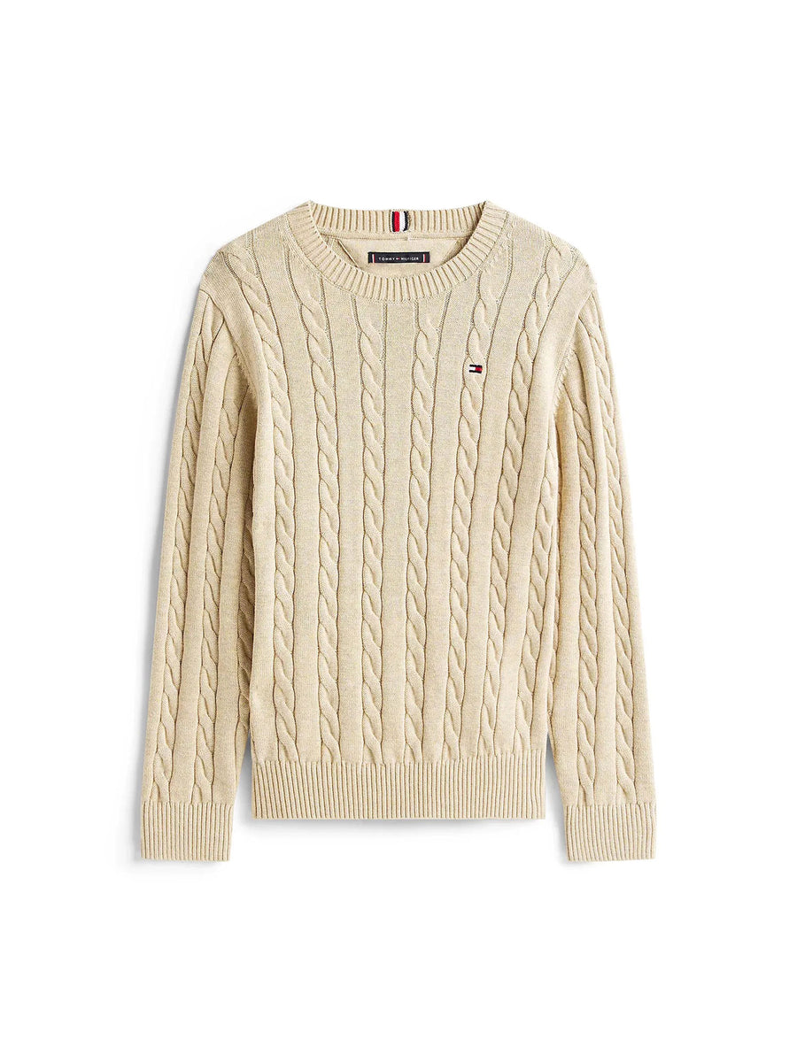 Maglione girocollo Tommy Hilfiger bambino lavorazione a trecce latte