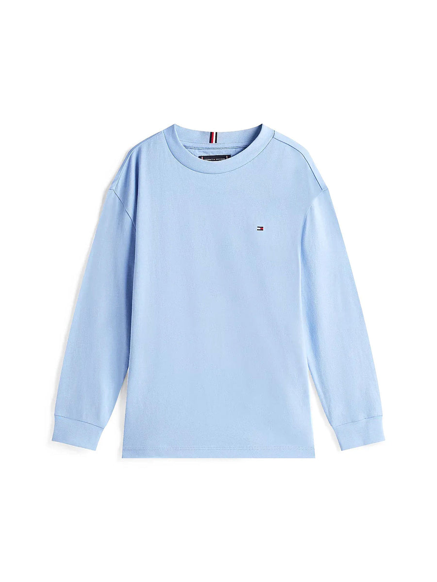 T-shirt manica lunga Tommy Hilfiger bambino in jersey essential celeste