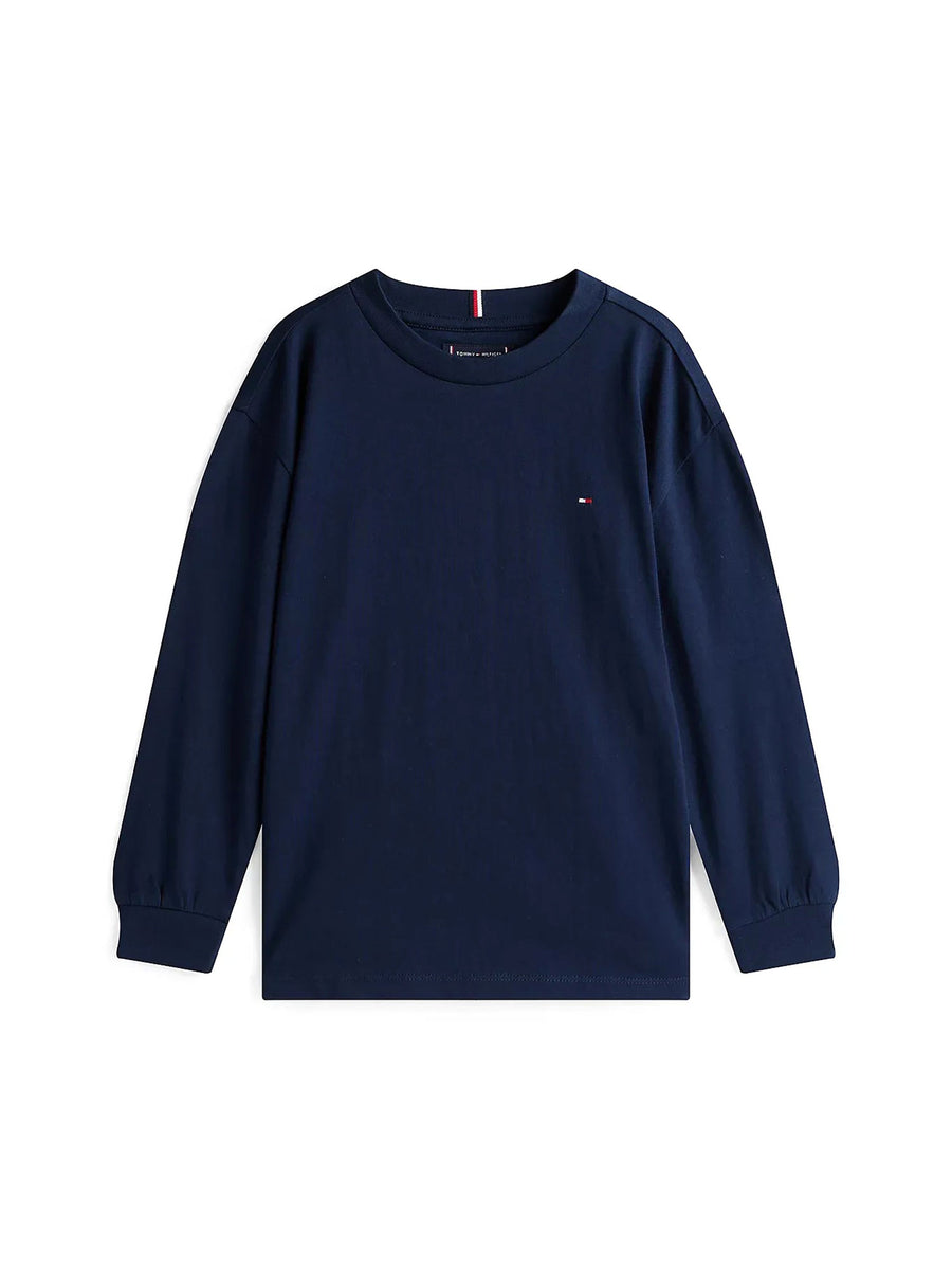 T-shirt manica lunga Tommy Hilfiger bambino in jersey essential blu