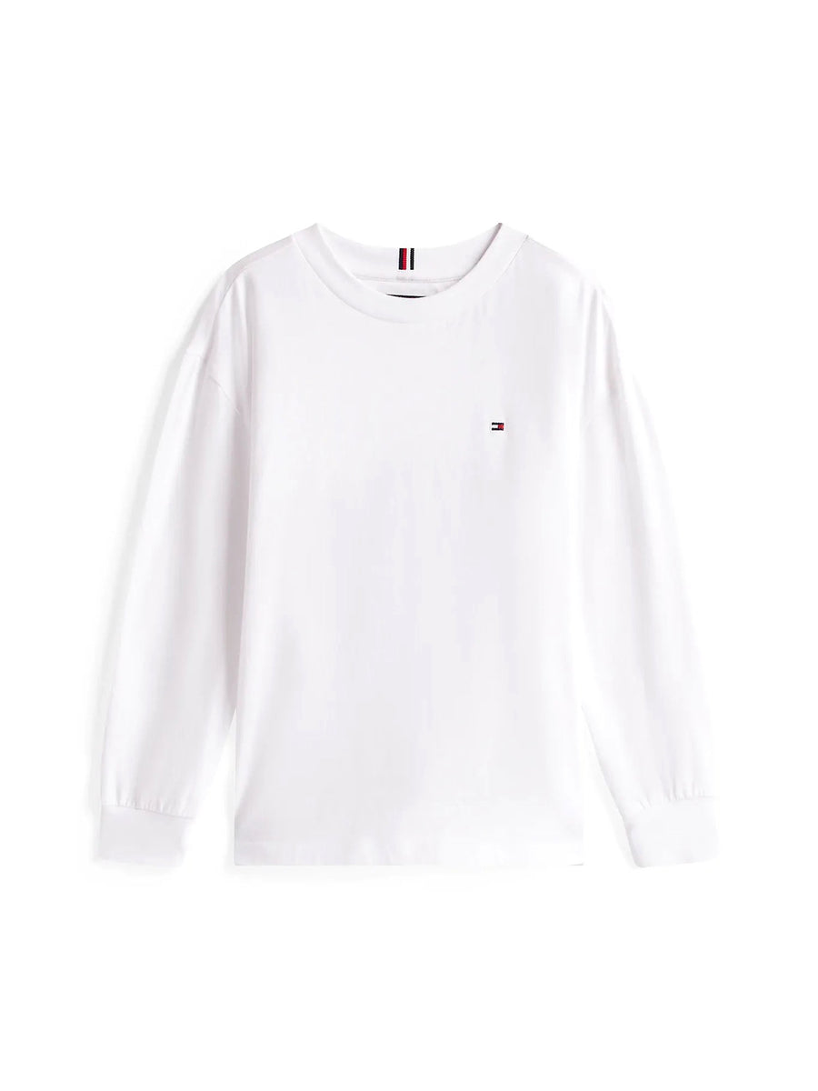 T-shirt manica lunga Tommy Hilfiger ragazzo in jersey essential bianco