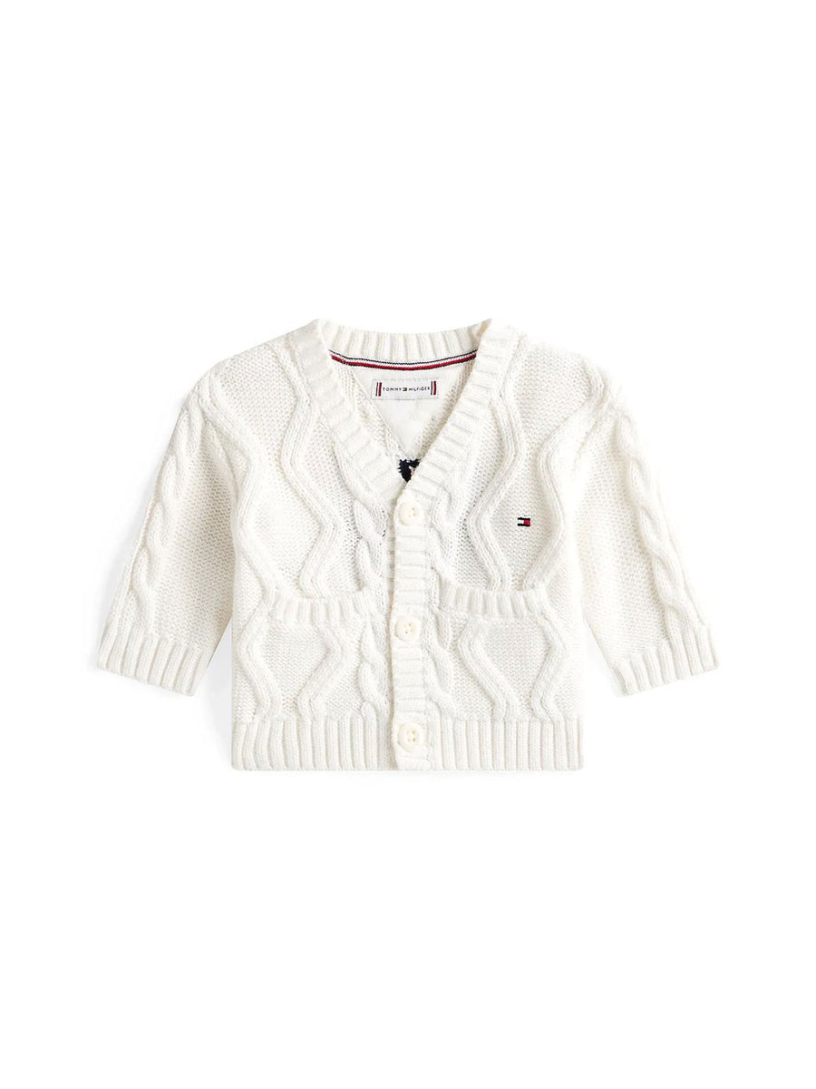 Cardigan bottoni Tommy Hilfiger neonato cable 85 avorio