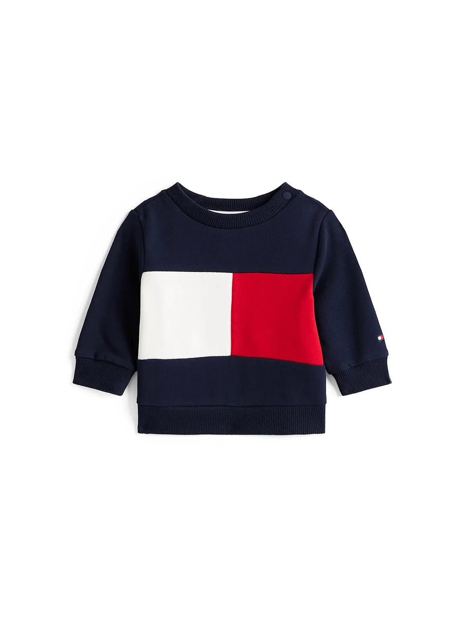 Felpa girocollo Tommy Hilfiger neonato colorblock blu
