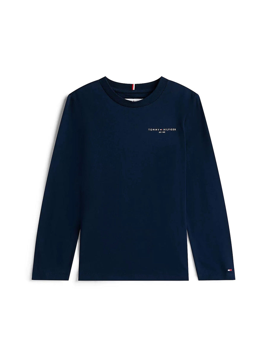 T-shirt manica lunga Tomy Hilfiger bambino mini logo corp blu