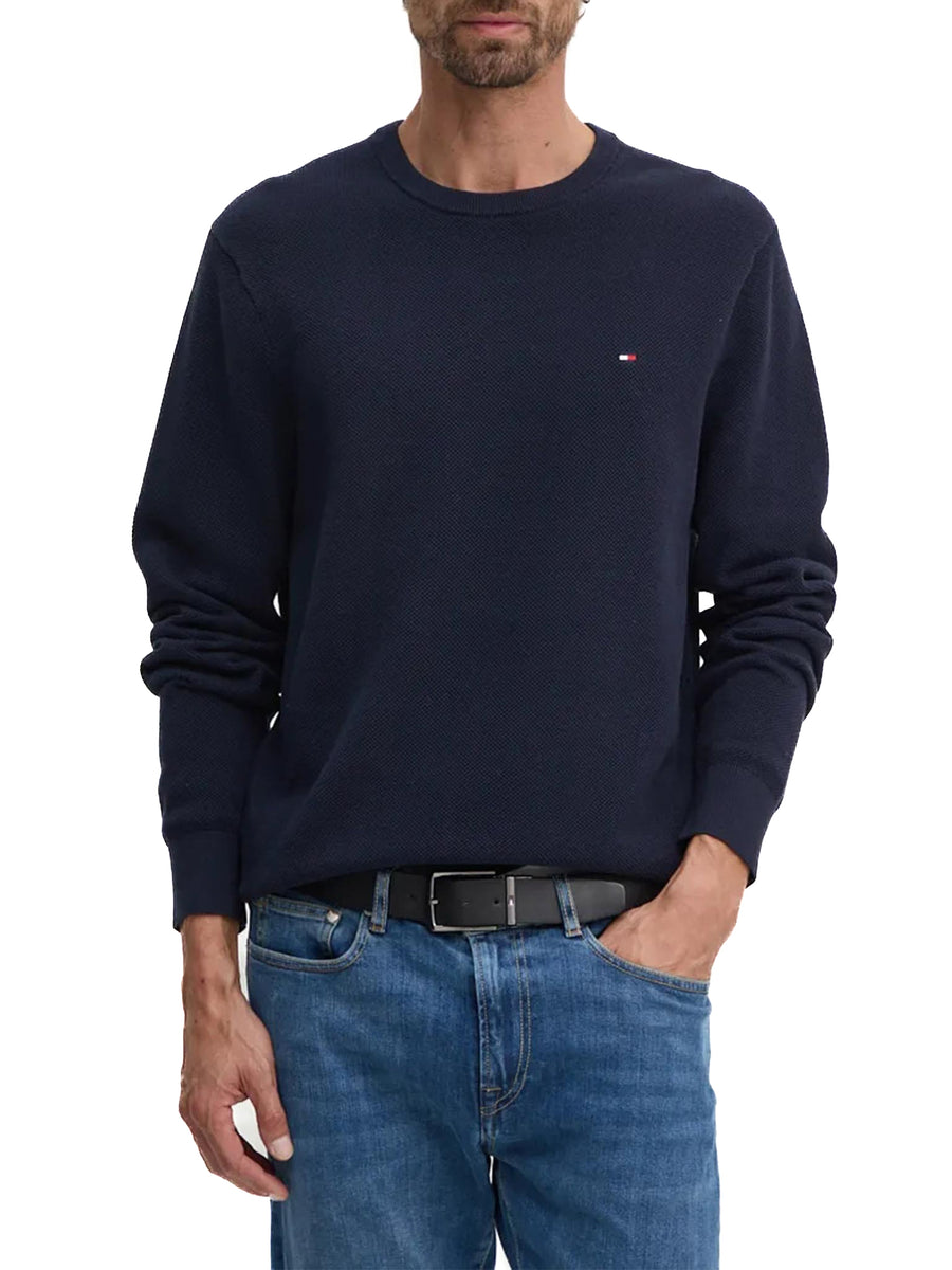 Maglia Tommy Hilfiger in cotone strutturato blu navy