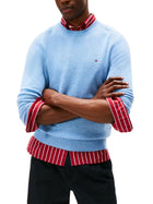 Maglione girocollo Tommy Hilfiger uomo in lambswool celeste
