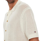Camicia polo in maglia Tommy Hilfiger avorio