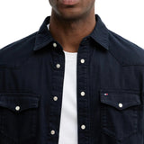 Camicia western Tommy Hilfiger in denim blu scuro
