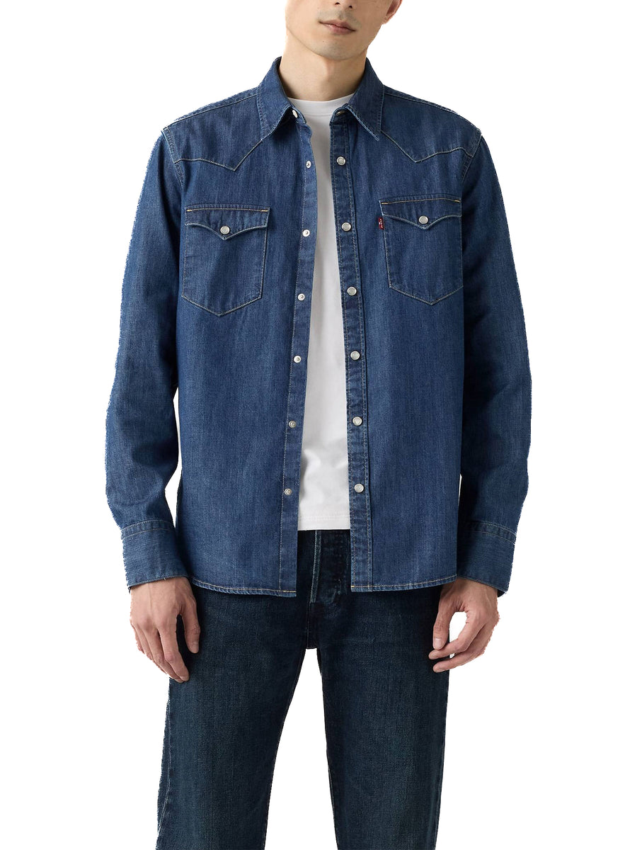 Camicia maniche lughe Barston Western denim medio