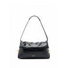Borsa a spalla M Liu Jo donna con applicazione bottoni e patta nero