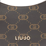 Borsa a spalla Liu Jo con stampa logo e dettagli in contrasto neutro