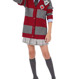 Cardigan a righe rosso/grigio