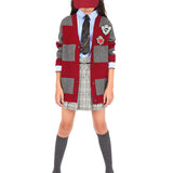 Cardigan a righe rosso/grigio