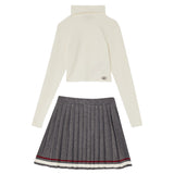 Completo 2 pezzi (lupetto + gonna) bianco/grigio