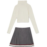 Completo 2 pezzi (lupetto + gonna) bianco/grigio