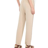 Pantaloni jogging in scuba con banda strass champagne