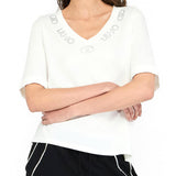 T-shirt LiuJo logo strass latte