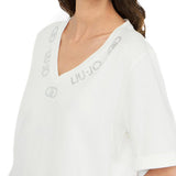 T-shirt LiuJo logo strass latte