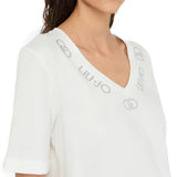 T-shirt LiuJo logo strass latte