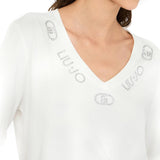 T-shirt LiuJo logo strass latte