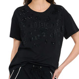 T-shirt LiuJo animal strass nero