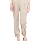 Pantalone in satin con banda logo champagne