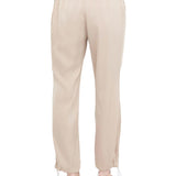 Pantalone in satin con banda logo champagne