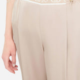 Pantalone in satin con banda logo champagne