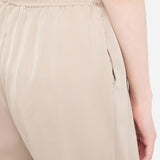 Pantalone in satin con banda logo champagne