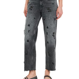 Jeans LiuJo straight con dettagli gioiello in black denim