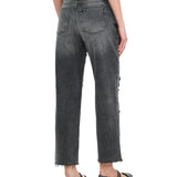 Jeans LiuJo straight con dettagli gioiello in black denim