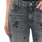 Jeans LiuJo straight con dettagli gioiello in black denim