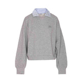 Felpa con colletto camicia grigio
