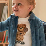 T-shirt manica lunga basket bear panna