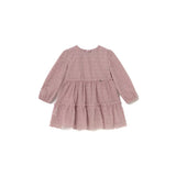 Abito manica lunga flock tulle rosa