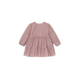 Abito manica lunga flock tulle rosa