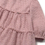 Abito manica lunga flock tulle rosa