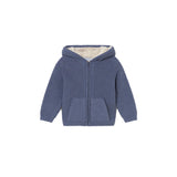 Felpa con cappuccio neonato in maglia con orecchie blu