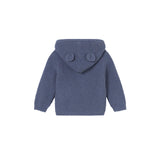 Felpa con cappuccio neonato in maglia con orecchie blu