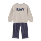 Completo neonato felpa e pantalone in velluto blu